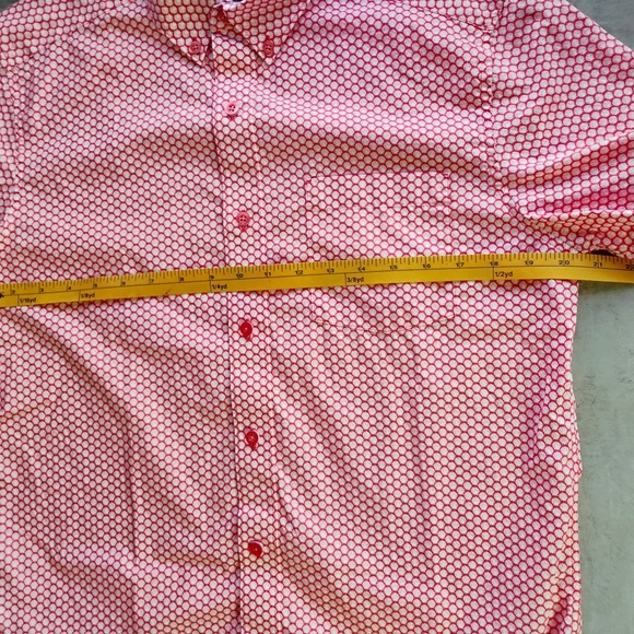 Johnston & Murphy Orange Seashell Print Short Sleeve Button Down Shirt Small - Picture 10 of 11